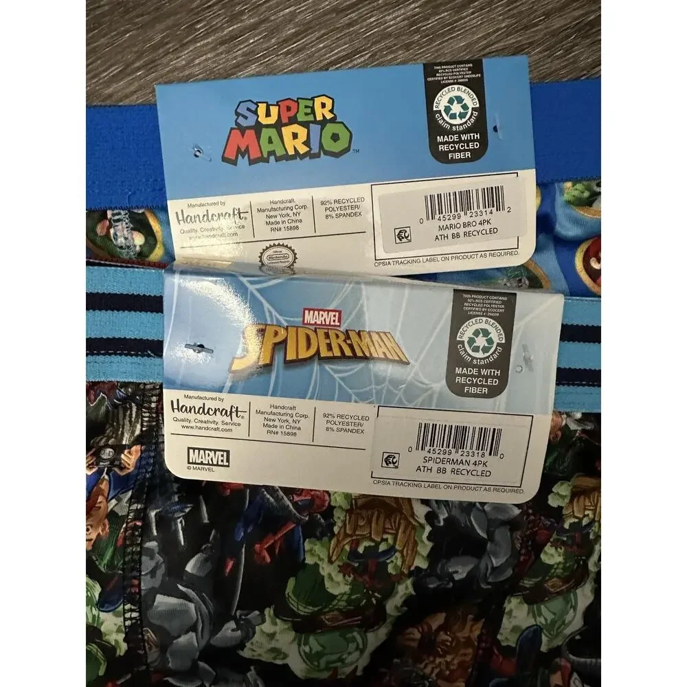 Super Mario Marvel Spider-Man Boxer Briefs Boys 6 Moisture Wicking 2 Packs of 4